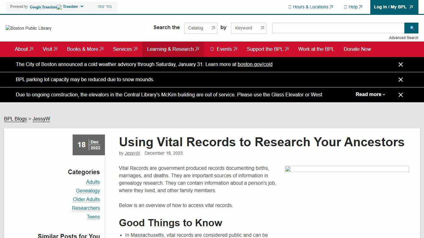 Using Vital Records to Research Your Ancestors Boston Public Library