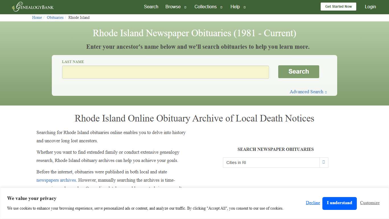 Rhode Island Obituary Archive Search GenealogyBank